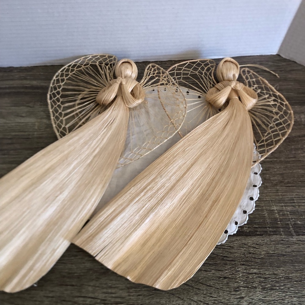 Handcrafted Natural Straw Decorative Angels